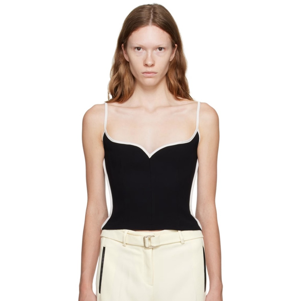 Paris Georgia Heart Singlet, Black with White Trim